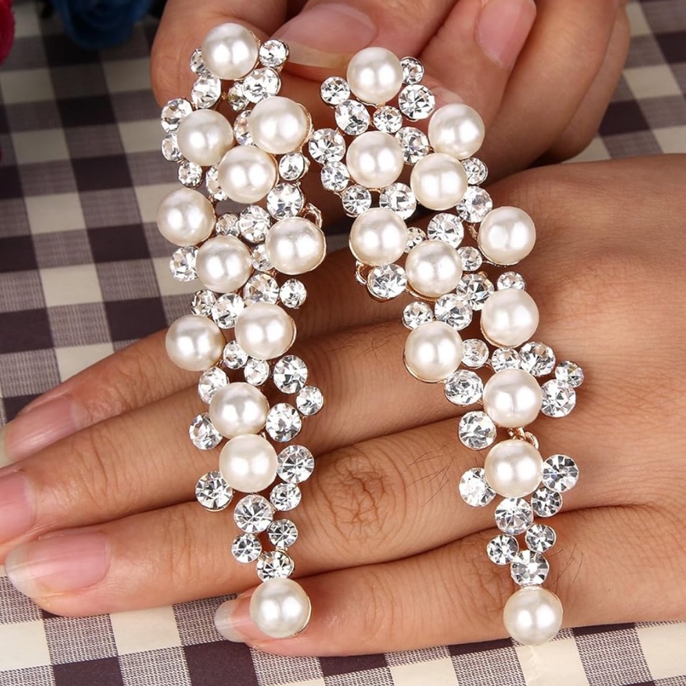 Lustrous Pearl and Crystal Cluster Earrings